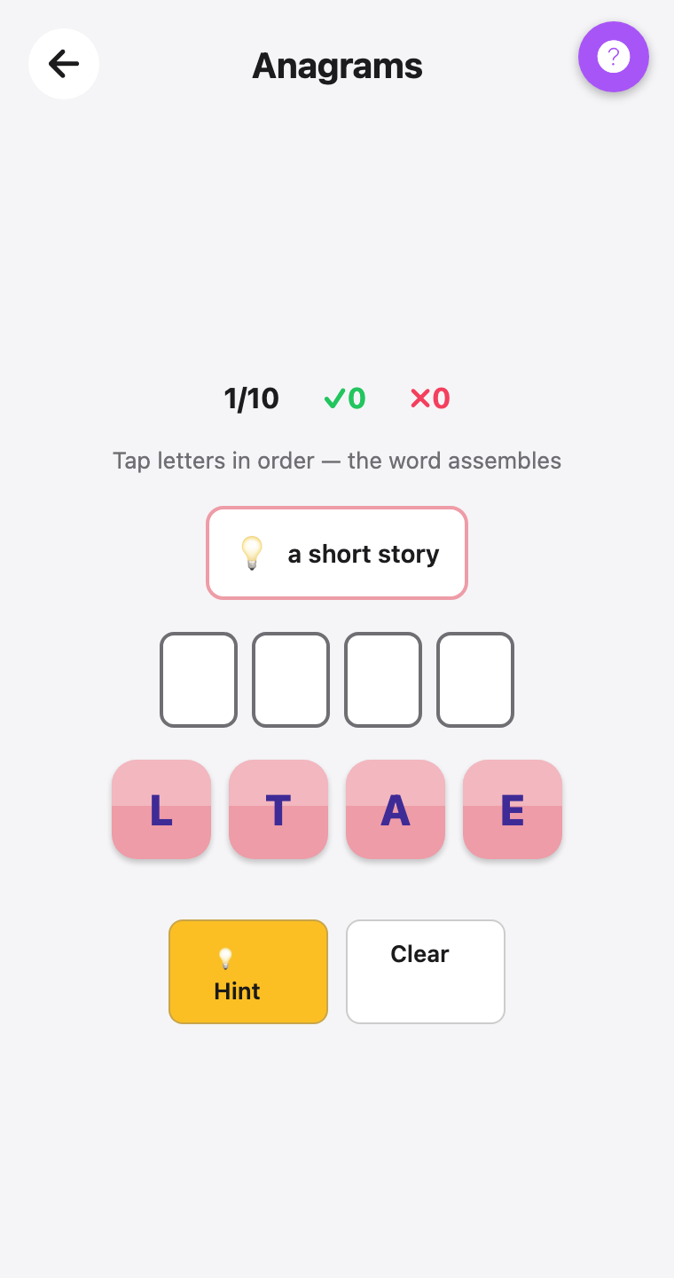 Anagrams — screenshot