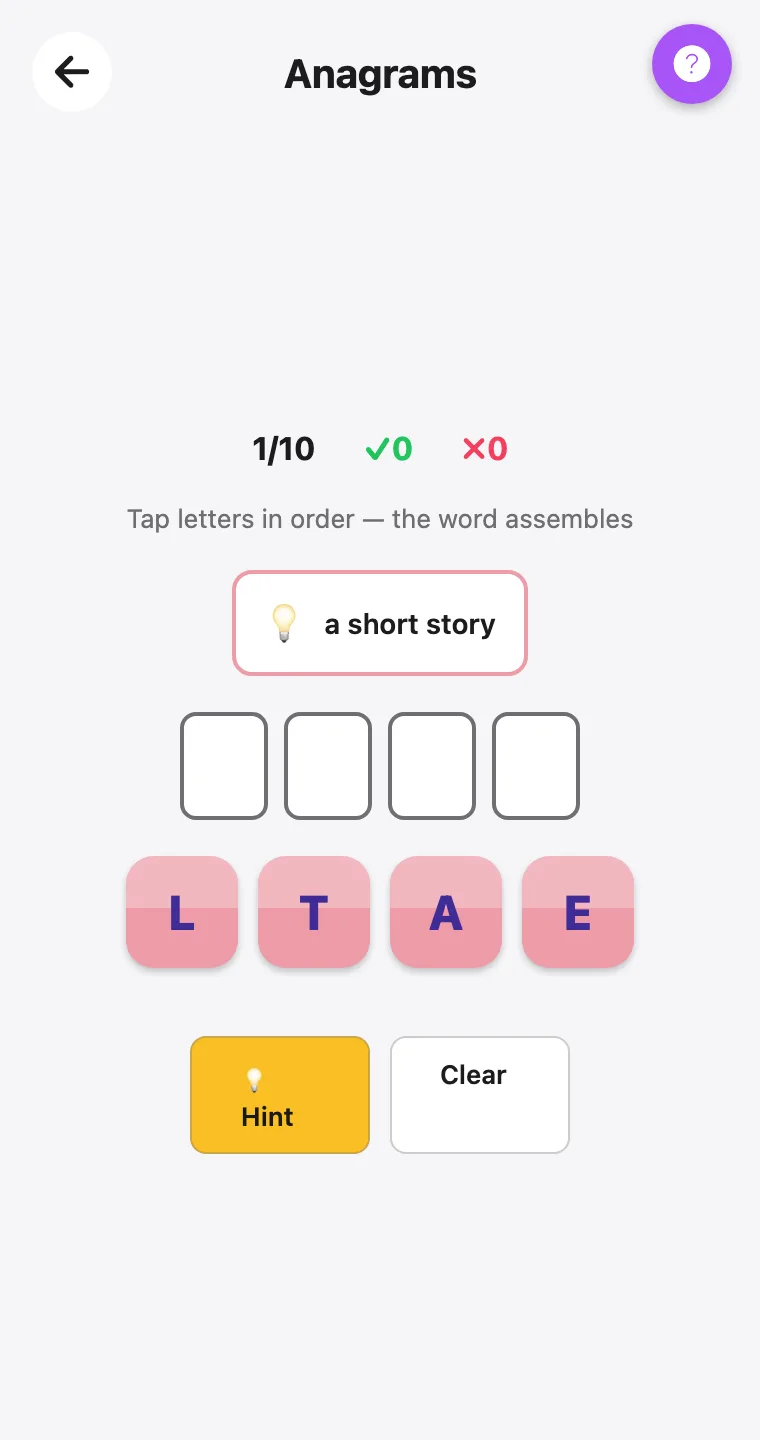 Anagrams — screenshot