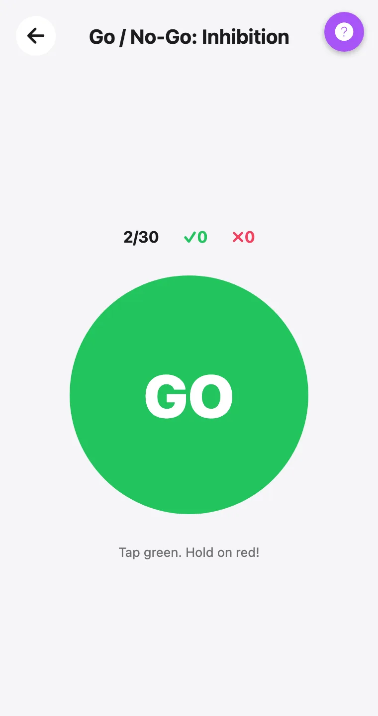Go / No-Go: Inhibition — screenshot