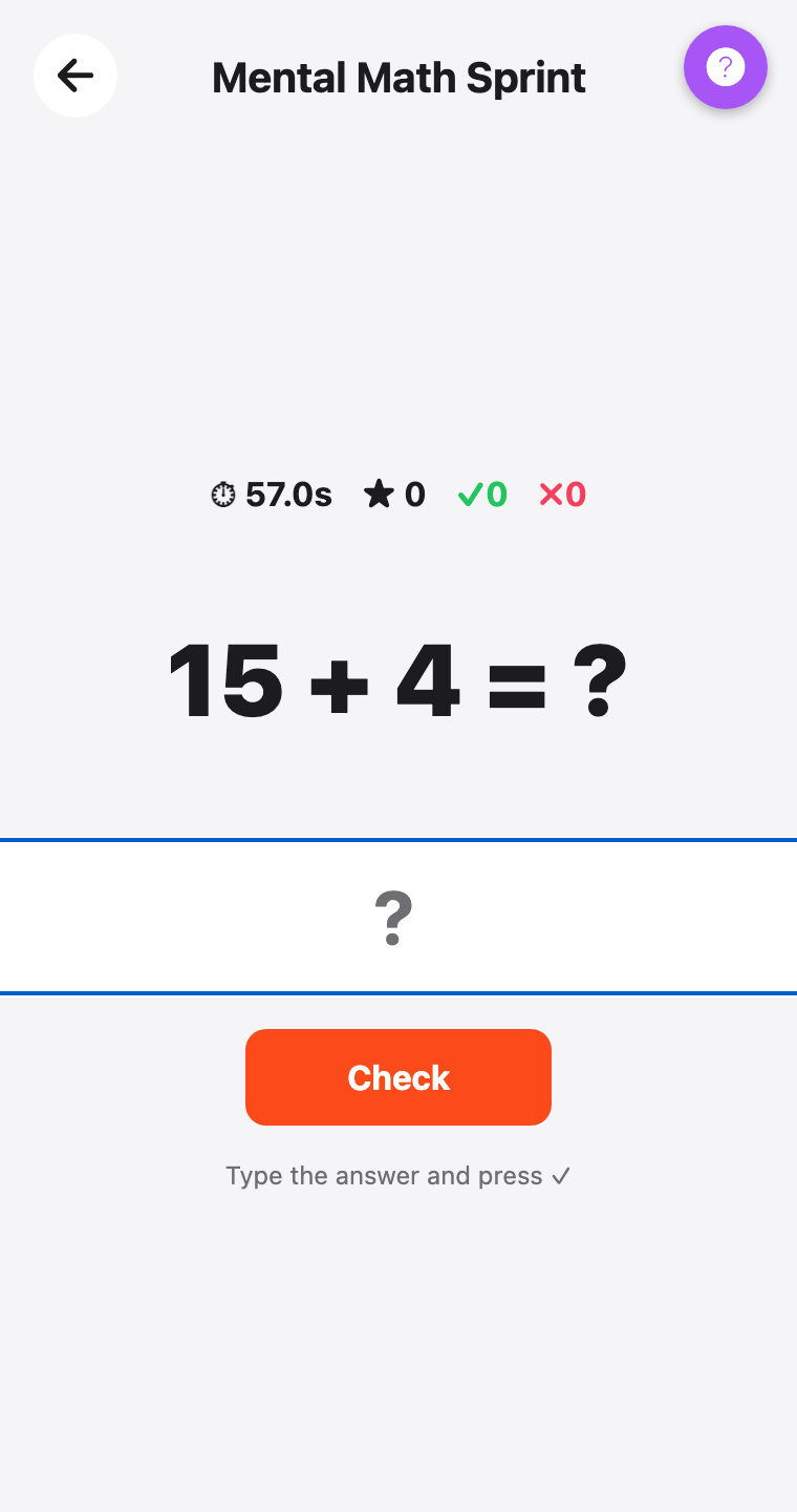 Mental Math Sprint — screenshot
