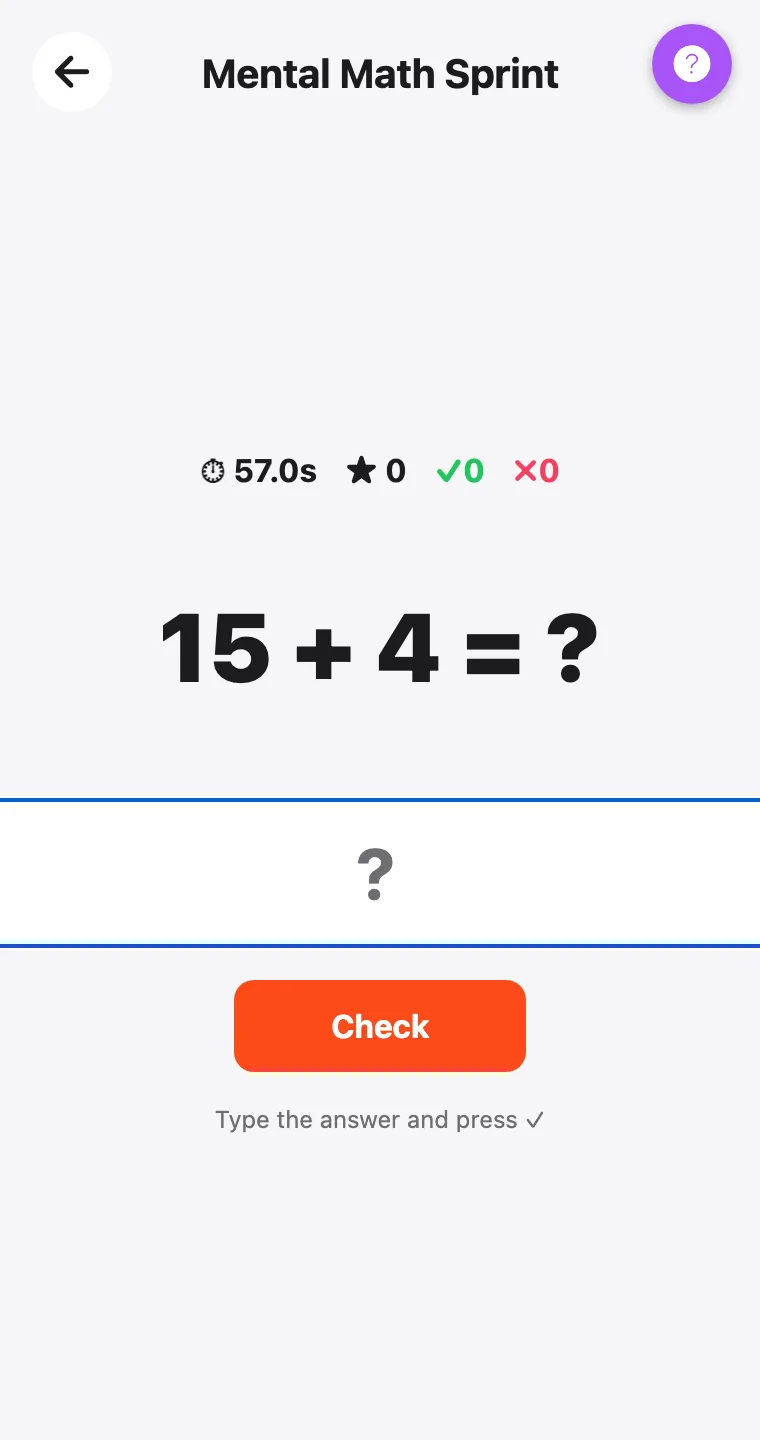 Mental Math Sprint — screenshot
