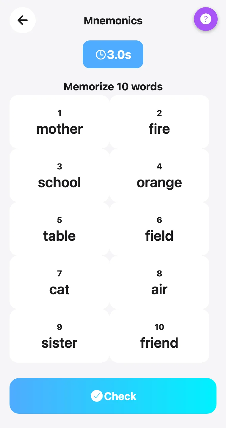 Mnemonics: Sequence — screenshot