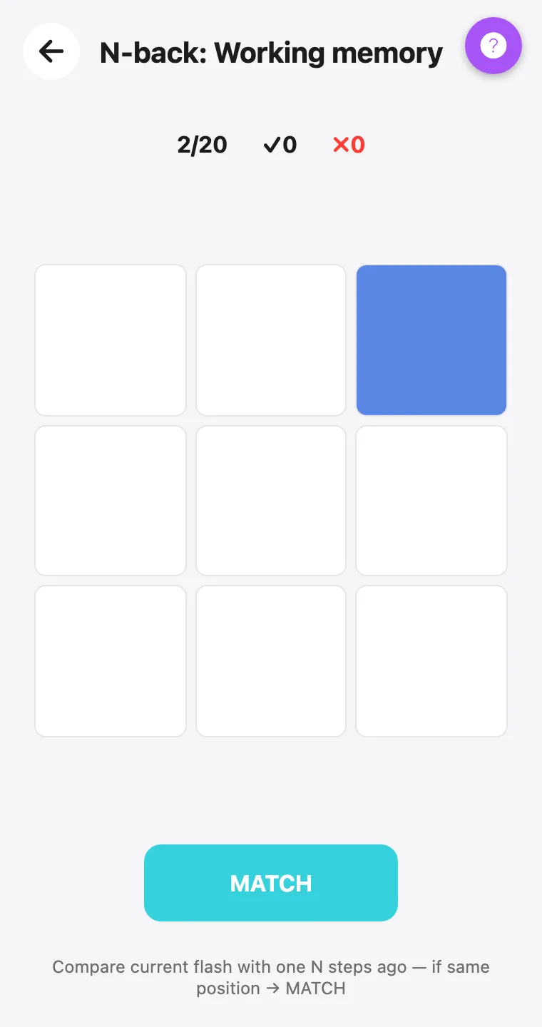 N-back: Working memory — screenshot