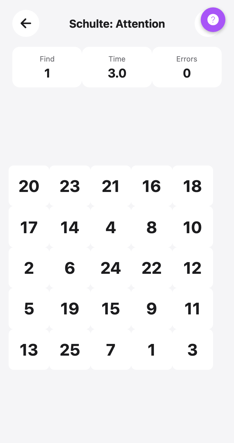 Schulte: Atenção — screenshot