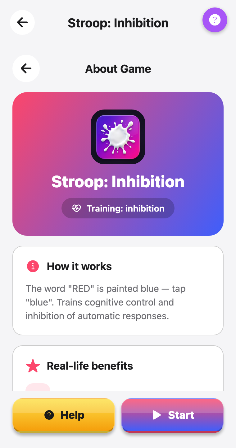 Stroop: Inibição — screenshot